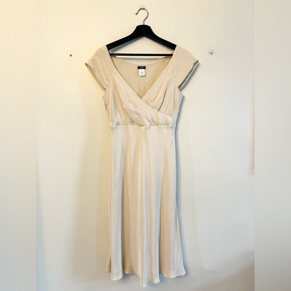 J Crew vintage Cecelia dress 100% silk cream ivory bridal bachelorette classic 2 - Picture 1 of 9